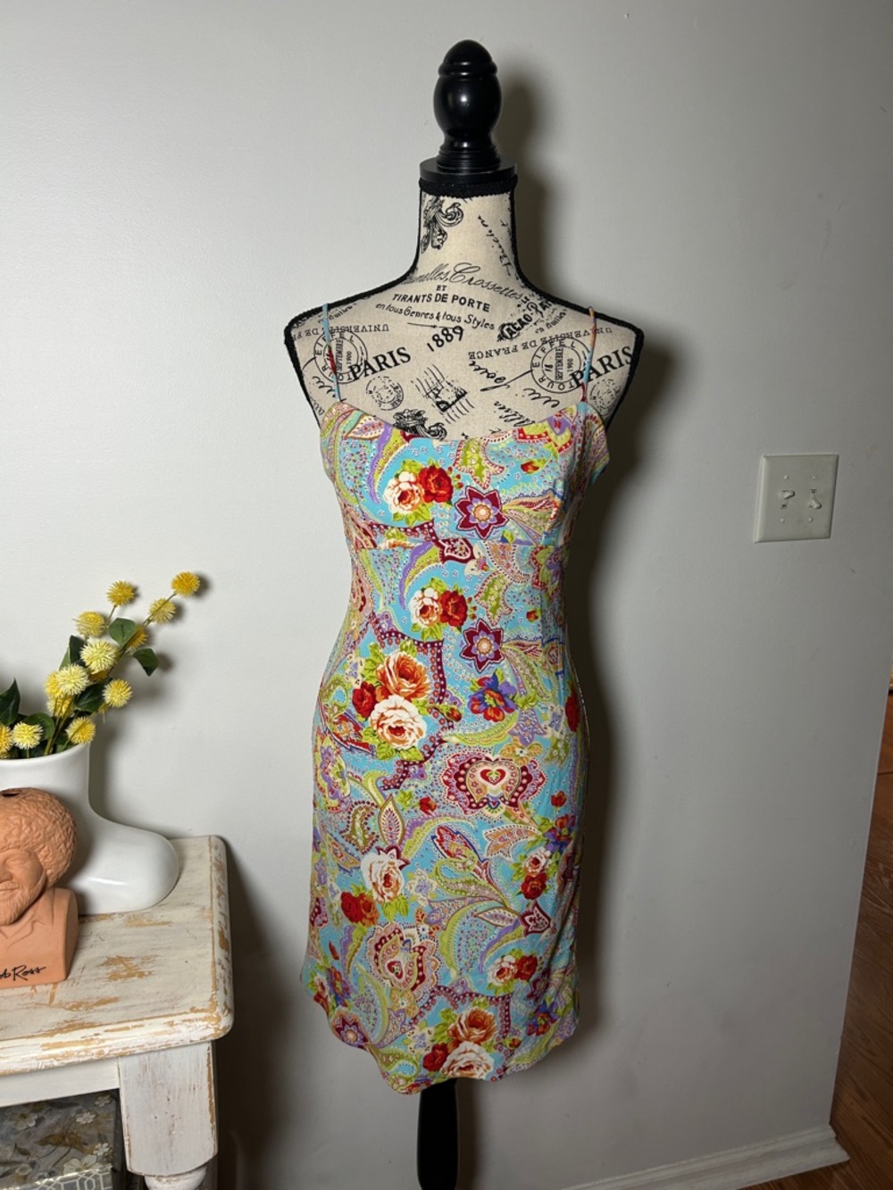 Vintage Y2K Heart & Soul Floral Paisley Mini Dress Women's size XS/S